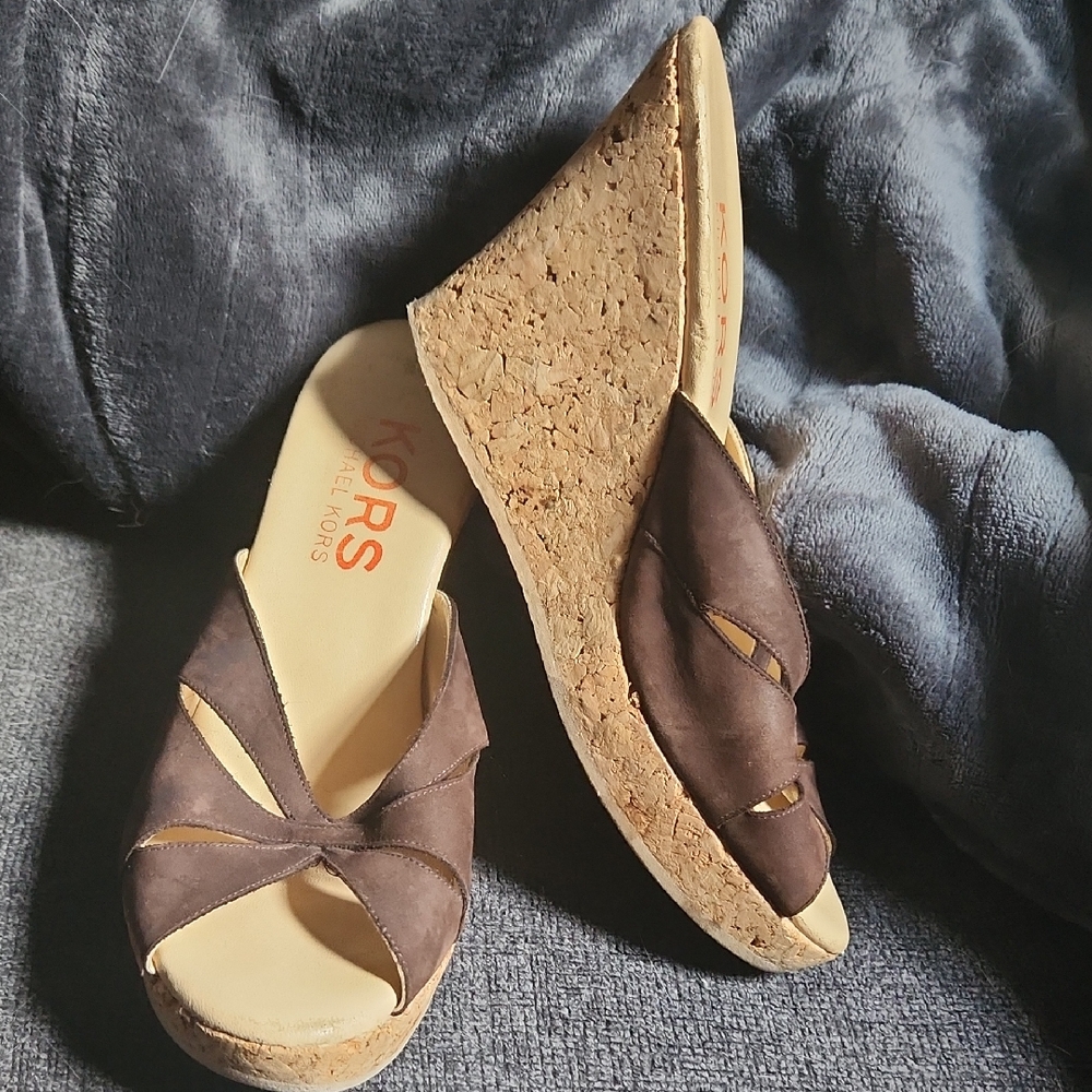 Michael Kors Dark Brown Wedge Sandals